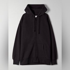 TNA Aritzia CozyAF Boyfriend Zip Up Hoodie in black